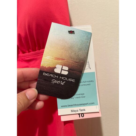 Beach House Sport Maya Tank in Calypso Racer Back Size 10 NWT Ruched Extra Long - Picture 5 of 10